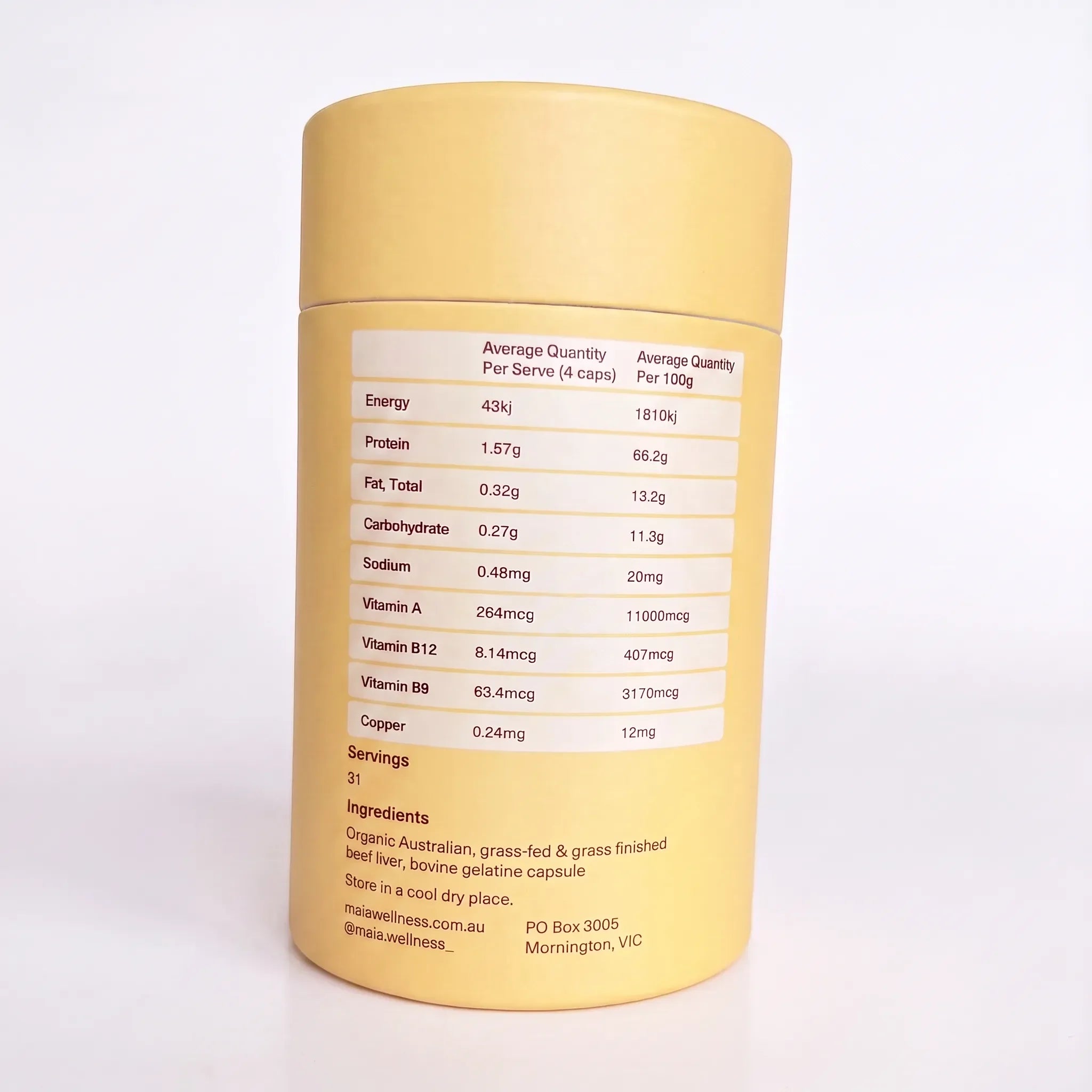 Organic Grass Fed Beef Liver Capsules